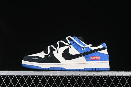 All Categories Nk SB Dunk Series Nk SB Dunk Low High-end Customized Low-top Shoes Nike SB Dunk Low Sup Series Straps Black, White, and Black Hook Anniversary High-end Customized Low-top Casual Shoes YX5066-271